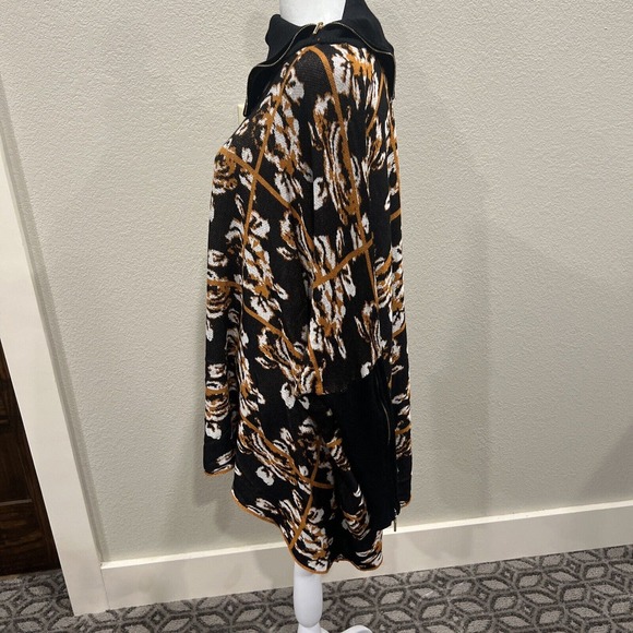 Joseph A Womens Sweater‎ Small Oversized Poncho Long Sleeve Black Gold Zippers - Picture 5 of 8